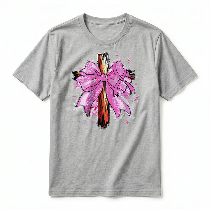 Christianartworkshop T-shirt a maniche corte premium con croce, nastro e fiocco - image 20