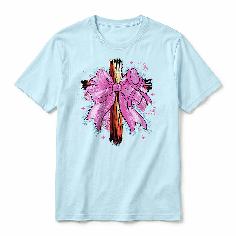 Christianartworkshop T-shirt a maniche corte premium con croce, nastro e fiocco - image 5