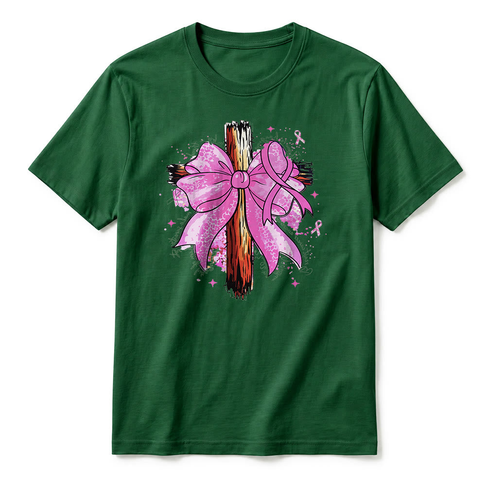 Christianartworkshop T-shirt a maniche corte premium con croce, nastro e fiocco - image 2