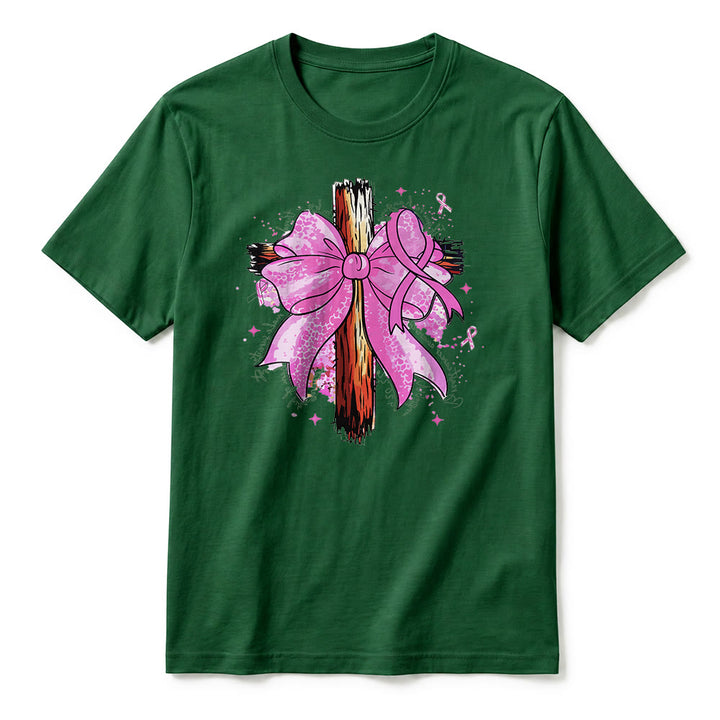 Christianartworkshop T-shirt a maniche corte premium con croce, nastro e fiocco - image 2