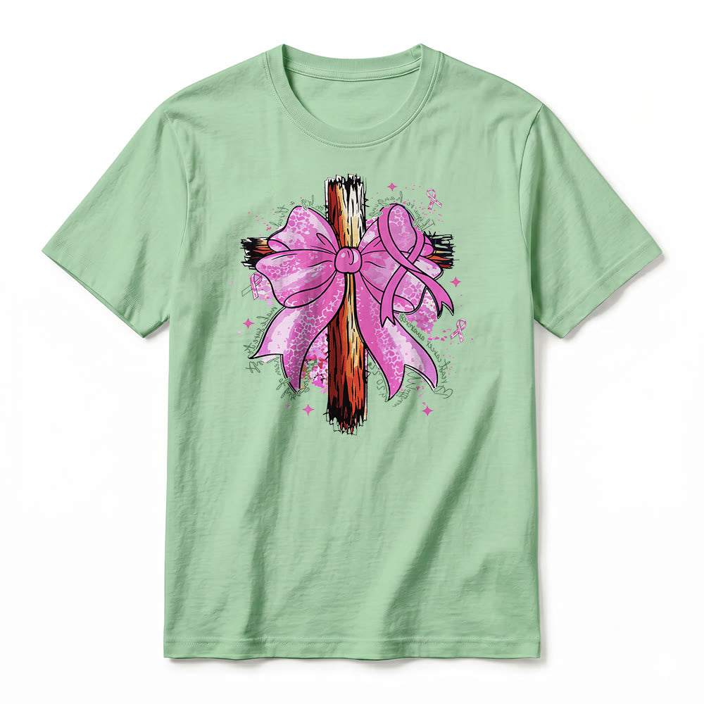Christianartworkshop T-shirt a maniche corte premium con croce, nastro e fiocco - image 23