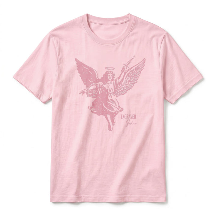 Christianartworkshop T-shirt a maniche corte premium "Giosuè guerriero angelo" con incisione - image 26