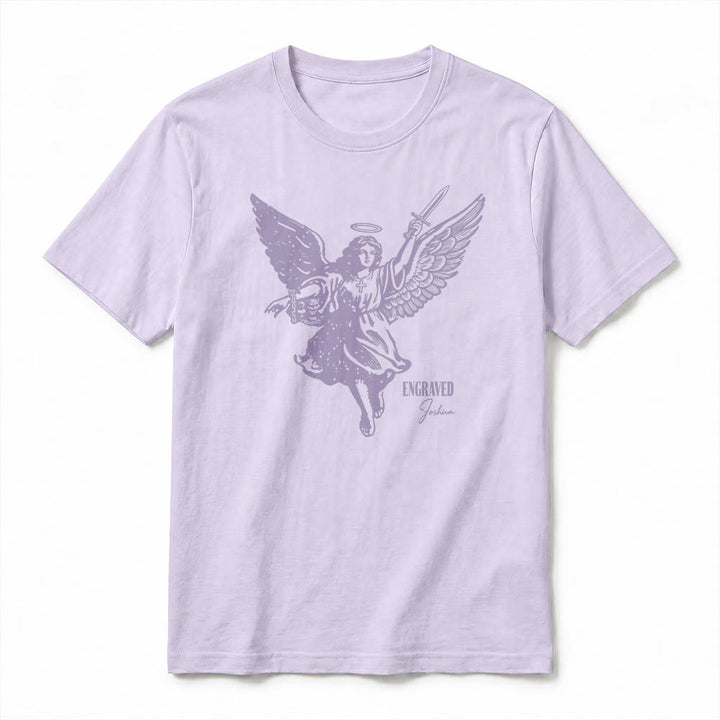 Christianartworkshop T-shirt a maniche corte premium "Giosuè guerriero angelo" con incisione - image 17
