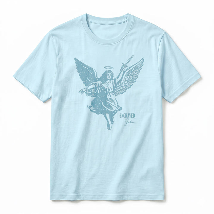 Christianartworkshop T-shirt a maniche corte premium "Giosuè guerriero angelo" con incisione - image 8
