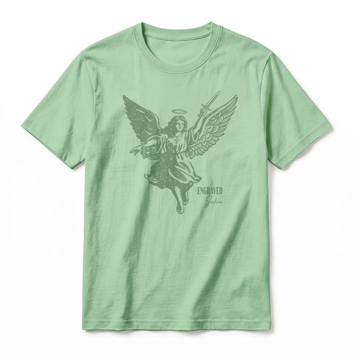 Christianartworkshop T-shirt a maniche corte premium "Giosuè guerriero angelo" con incisione - image 23