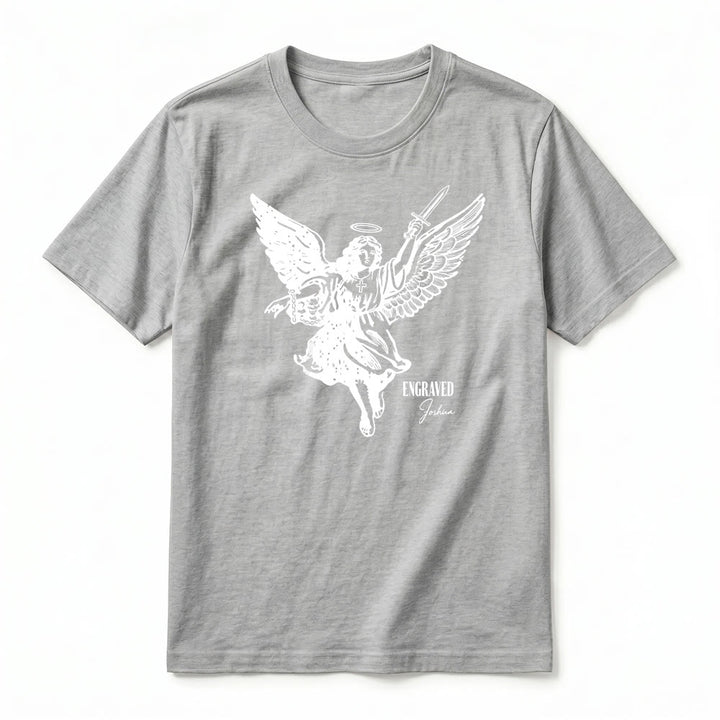 Christianartworkshop T-shirt a maniche corte premium "Giosuè guerriero angelo" con incisione - image 20