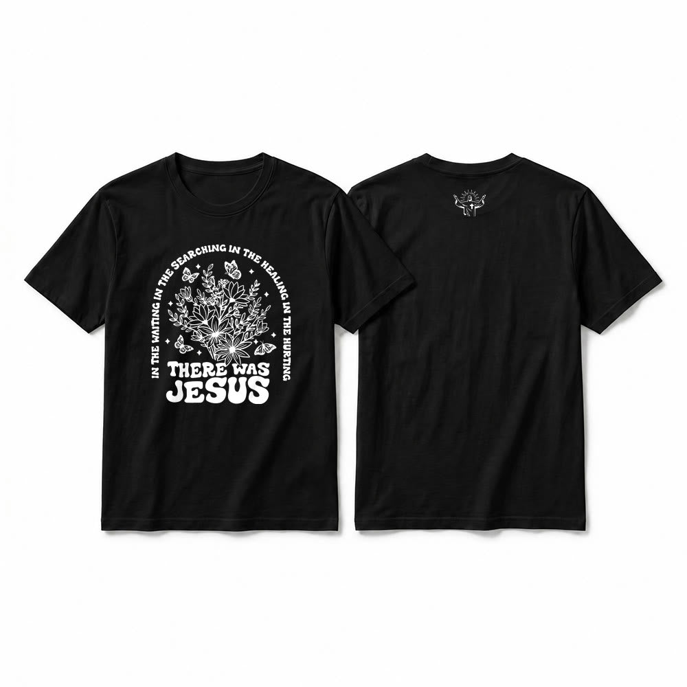 Christianartworkshop T-shirt a maniche corte premium con stampa floreale e farfalle "There Was Jesus" - Nero - 2XL - image 13