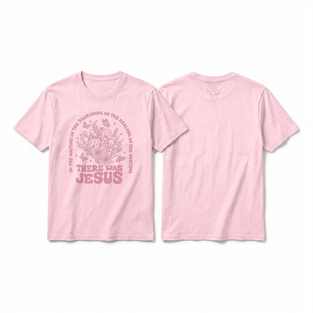 Christianartworkshop T-shirt a maniche corte premium con stampa floreale e farfalle "There Was Jesus" - Rosa - 2XL - image 25