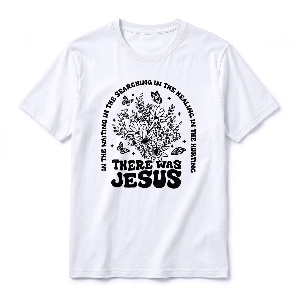 Christianartworkshop T-shirt a maniche corte premium con stampa floreale e farfalle "There Was Jesus" - image 2