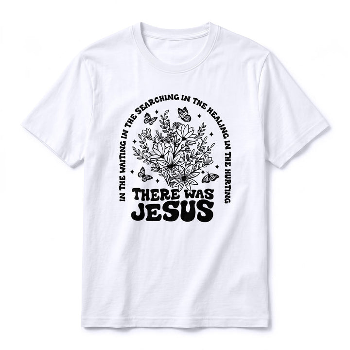 Christianartworkshop T-shirt a maniche corte premium con stampa floreale e farfalle "There Was Jesus" - image 2