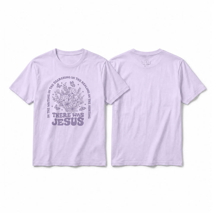 Christianartworkshop T-shirt a maniche corte premium con stampa floreale e farfalle "There Was Jesus" - Viola - 2XL - image 16