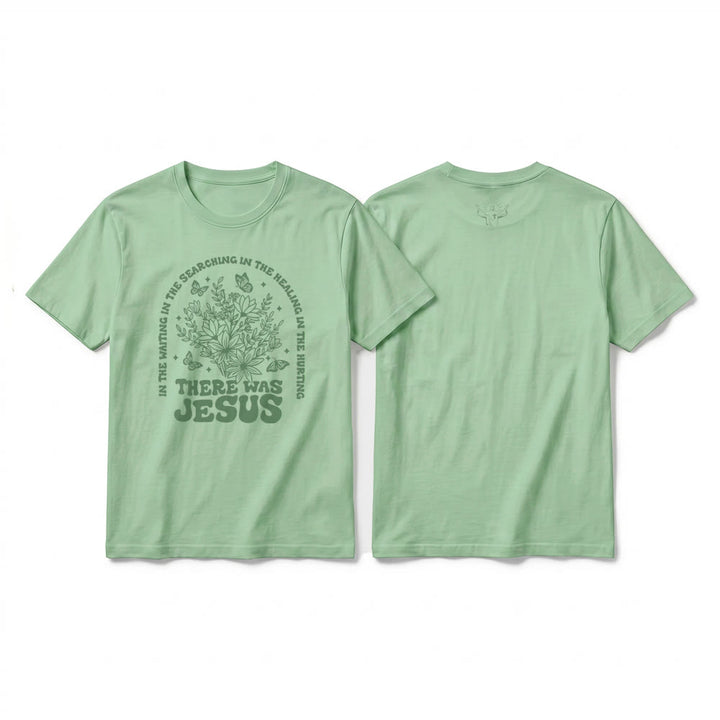 Christianartworkshop T-shirt a maniche corte premium con stampa floreale e farfalle "There Was Jesus" - Verde chiaro - 2XL - image 22