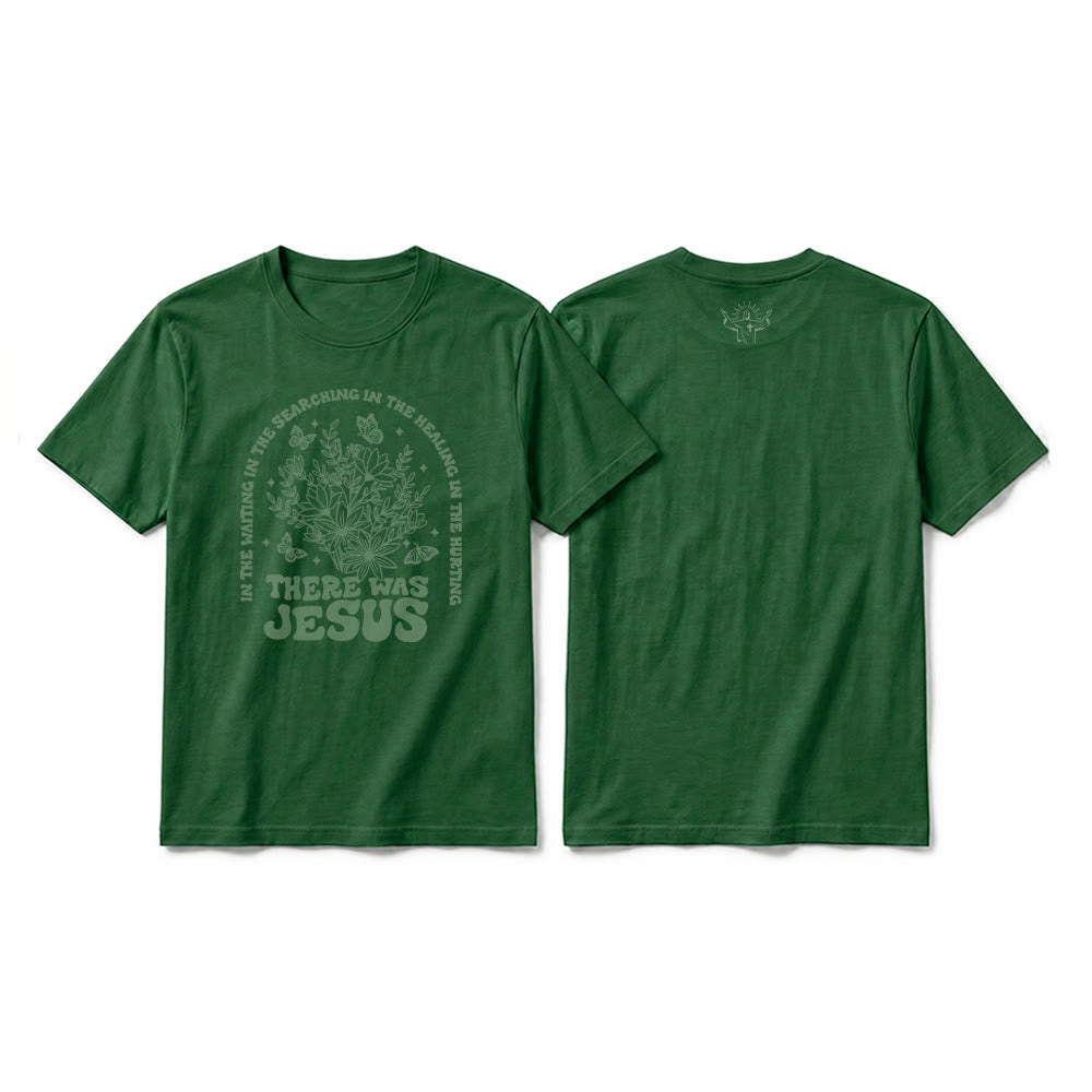 Christianartworkshop T-shirt a maniche corte premium con stampa floreale e farfalle "There Was Jesus" - Verde scuro - 2XL - image 4