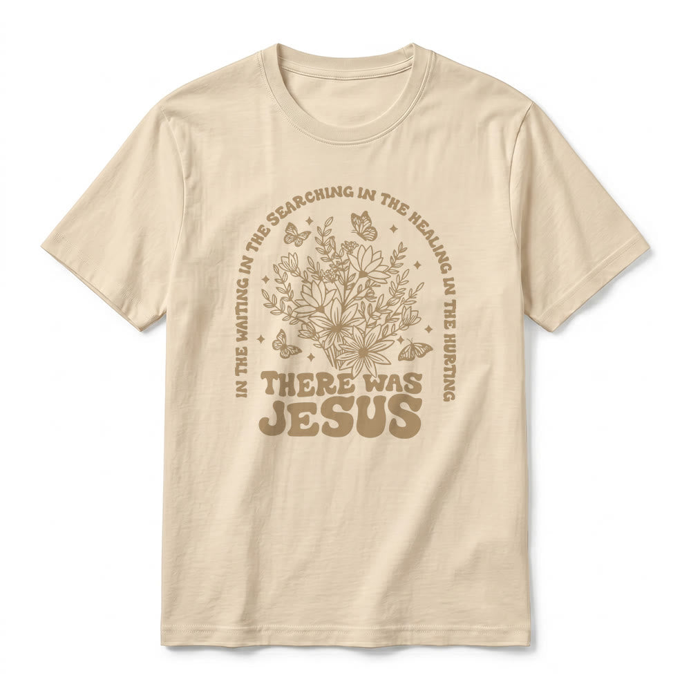 Christianartworkshop T-shirt a maniche corte premium con stampa floreale e farfalle "There Was Jesus" - image 11