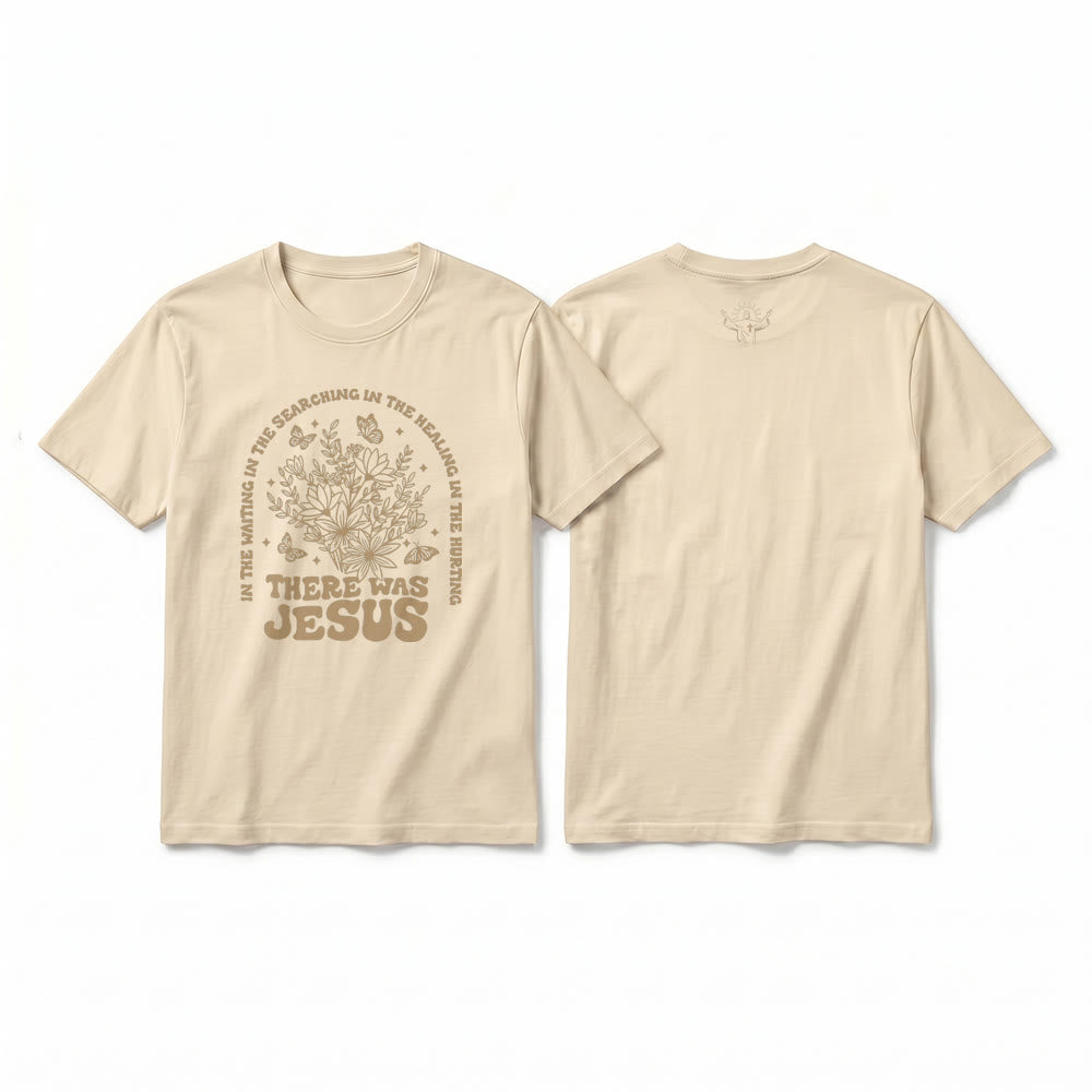 Christianartworkshop T-shirt a maniche corte premium con stampa floreale e farfalle "There Was Jesus" - Beige - 2XL - image 10
