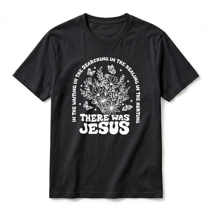Christianartworkshop T-shirt a maniche corte premium con stampa floreale e farfalle "There Was Jesus" - image 14