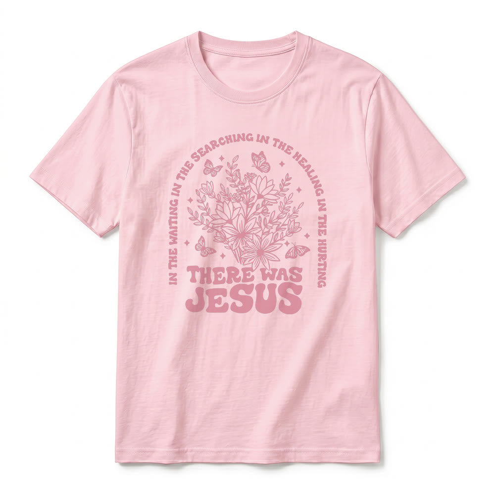 Christianartworkshop T-shirt a maniche corte premium con stampa floreale e farfalle "There Was Jesus" - image 26