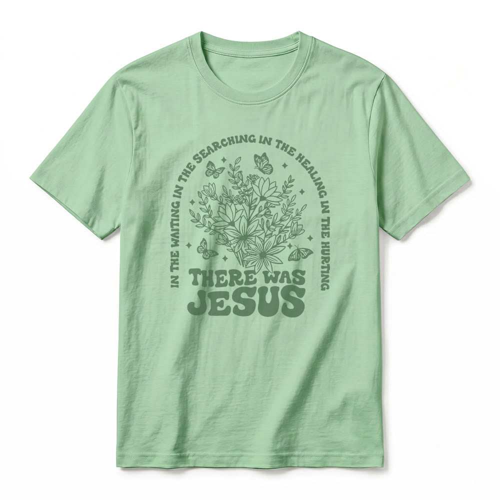Christianartworkshop T-shirt a maniche corte premium con stampa floreale e farfalle "There Was Jesus" - image 23