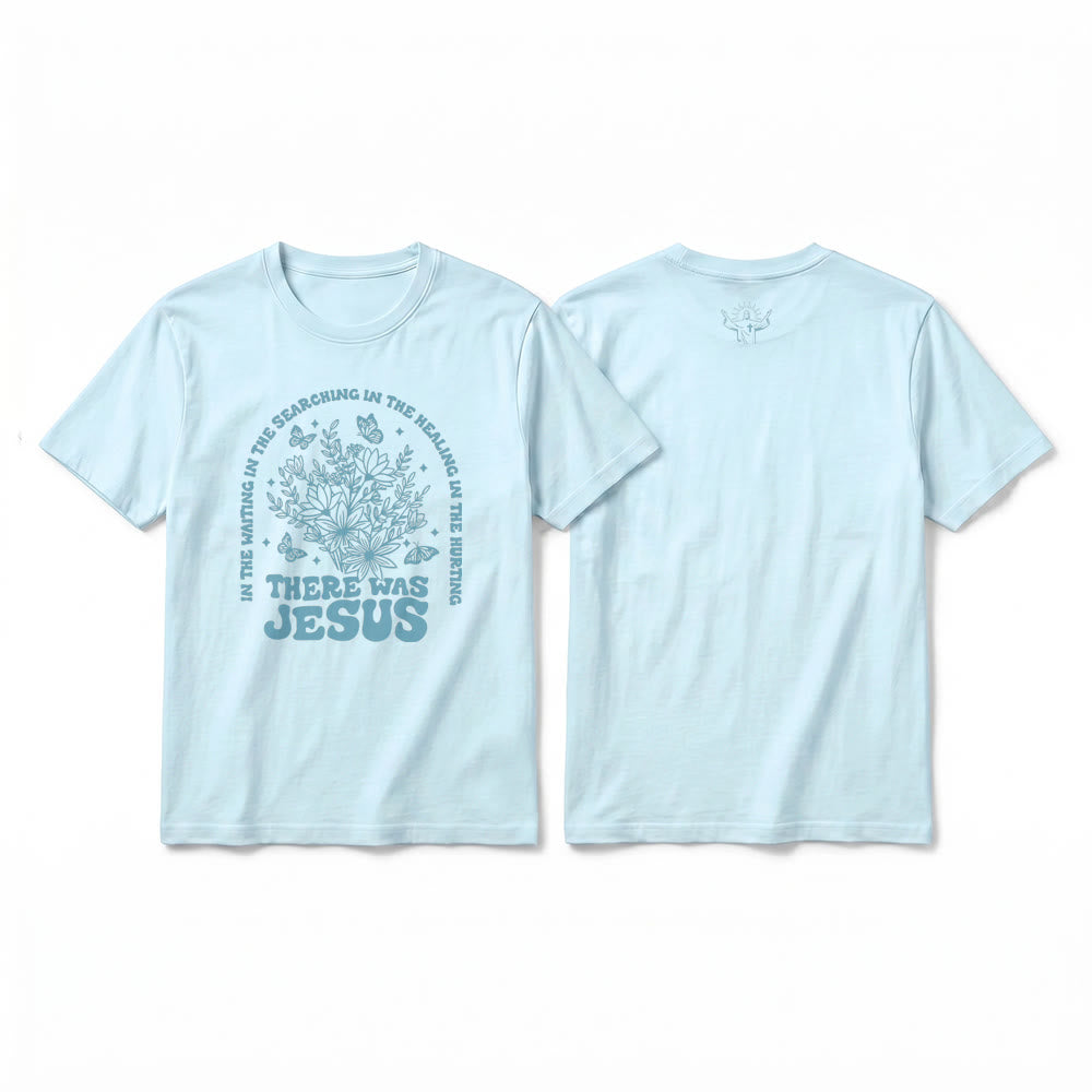 Christianartworkshop T-shirt a maniche corte premium con stampa floreale e farfalle "There Was Jesus" - Blu - 2XL - image 7