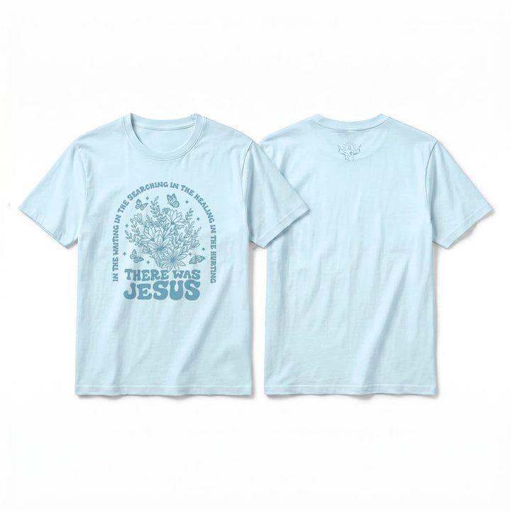 Christianartworkshop T-shirt a maniche corte premium con stampa floreale e farfalle "There Was Jesus" - Blu - 2XL - image 7