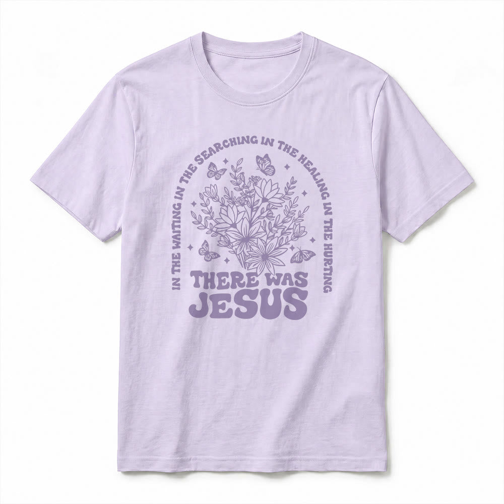 Christianartworkshop T-shirt a maniche corte premium con stampa floreale e farfalle "There Was Jesus" - image 17