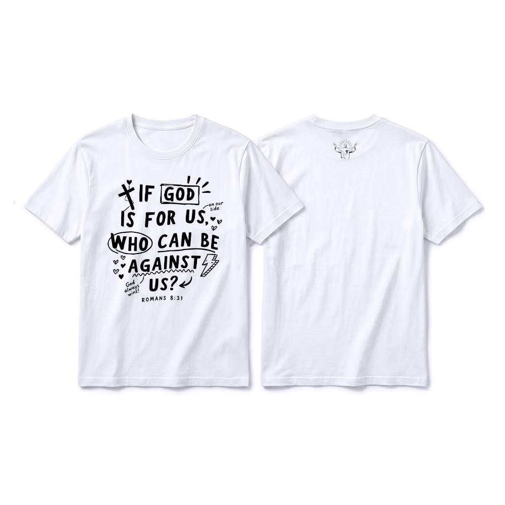 Christianartworkshop Maglietta a maniche corte di alta qualità con la scritta "Se Dio è per noi, chi sarà contro di noi?" Romani 8:31 - Bianco - 2XL - image 4