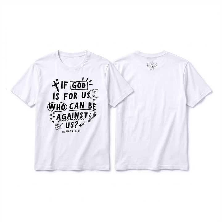 Christianartworkshop Maglietta a maniche corte di alta qualità con la scritta "Se Dio è per noi, chi sarà contro di noi?" Romani 8:31 - Bianco - 2XL - image 4