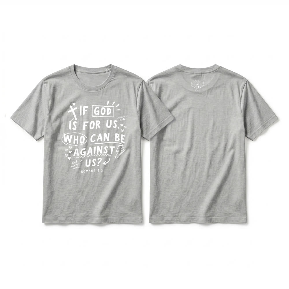 Christianartworkshop Maglietta a maniche corte di alta qualità con la scritta "Se Dio è per noi, chi sarà contro di noi?" Romani 8:31 - Grigio - 2XL - image 19