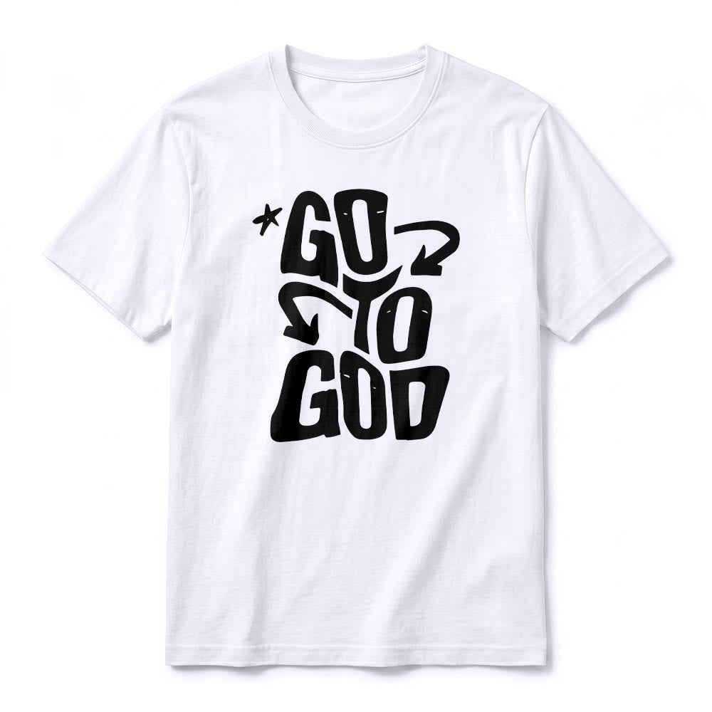 Christianartworkshop T-shirt a maniche corte premium con scritta "Go To God" e accento stellato. - image 8