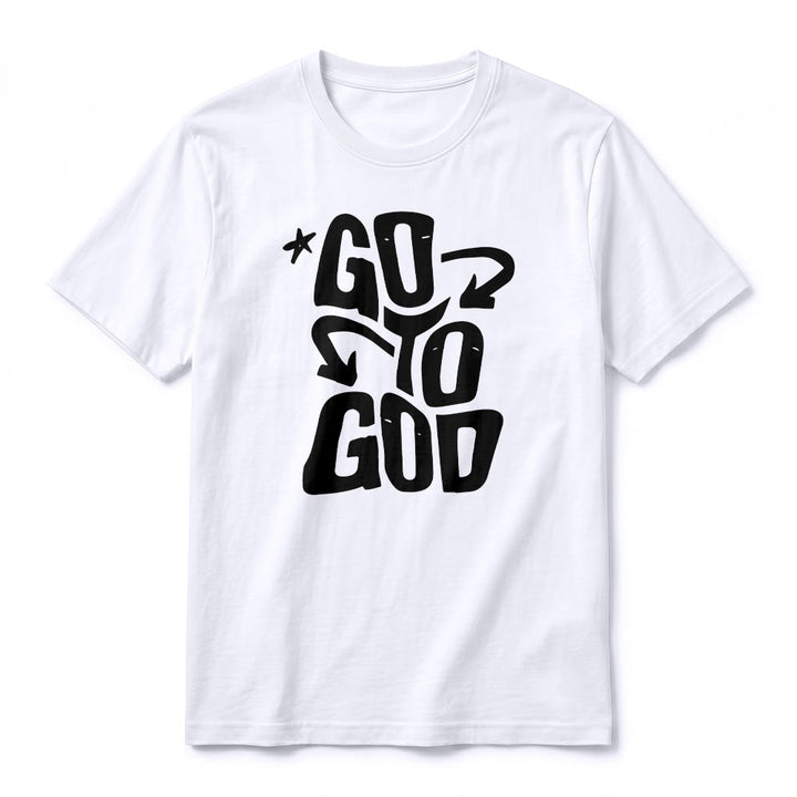 Christianartworkshop T-shirt a maniche corte premium con scritta "Go To God" e accento stellato. - image 8