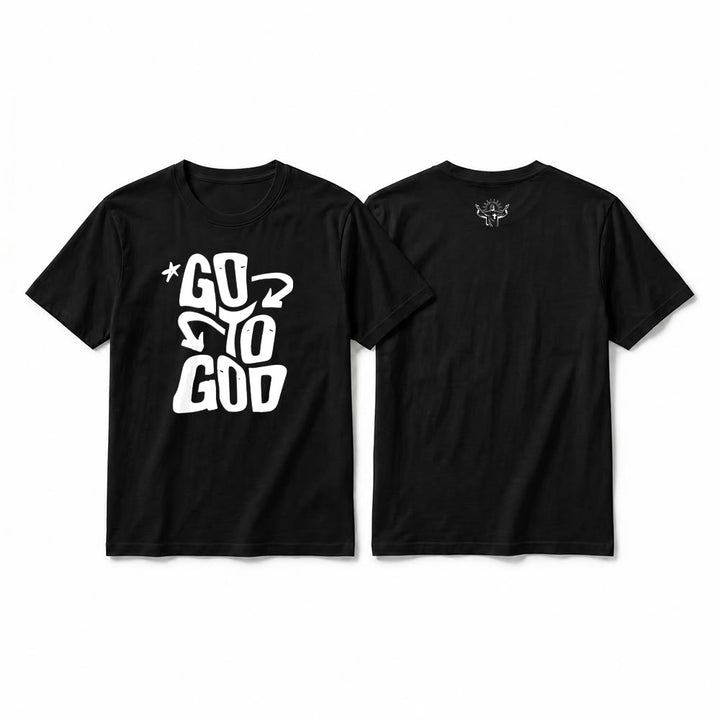 Christianartworkshop T-shirt a maniche corte premium con scritta "Go To God" e accento stellato. - Nero - 2XL - image 1