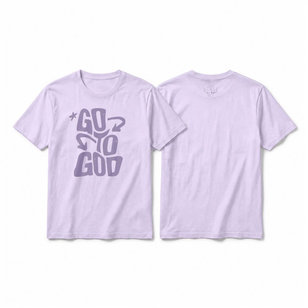 Christianartworkshop T-shirt a maniche corte premium con scritta "Go To God" e accento stellato. - Viola - 2XL - image 16