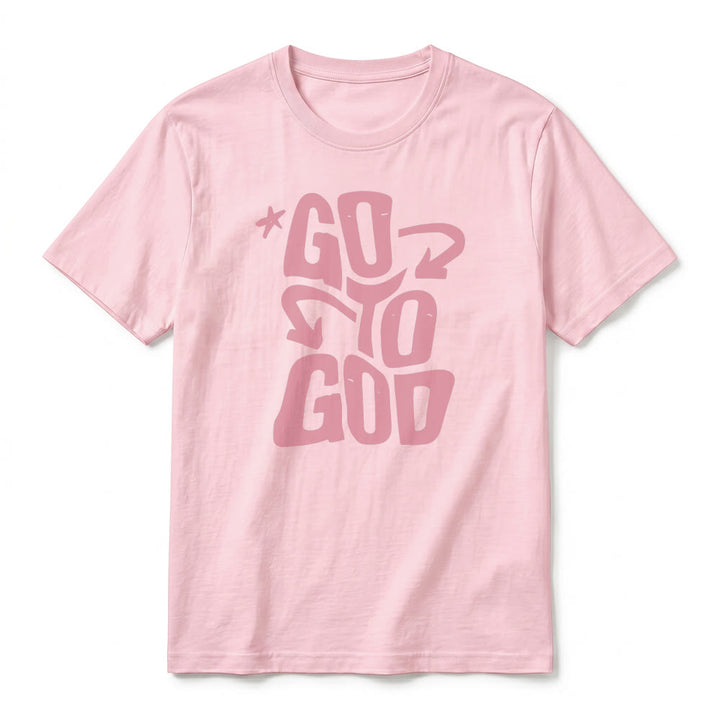 Christianartworkshop T-shirt a maniche corte premium con scritta "Go To God" e accento stellato. - image 26