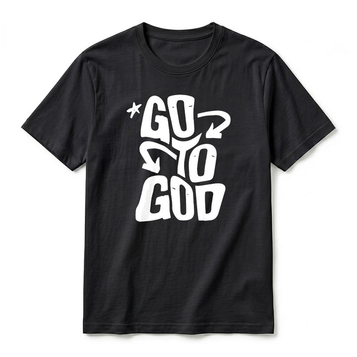 Christianartworkshop T-shirt a maniche corte premium con scritta "Go To God" e accento stellato. - image 2