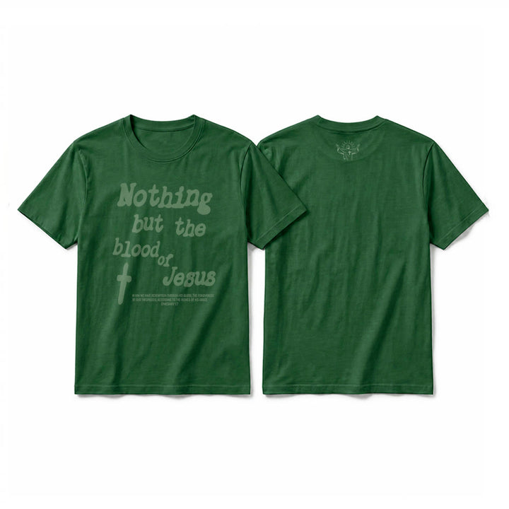 Christianartworkshop T-shirt a maniche corte premium "Nient'altro che il sangue di Gesù" - Verde scuro - 2XL - image 10