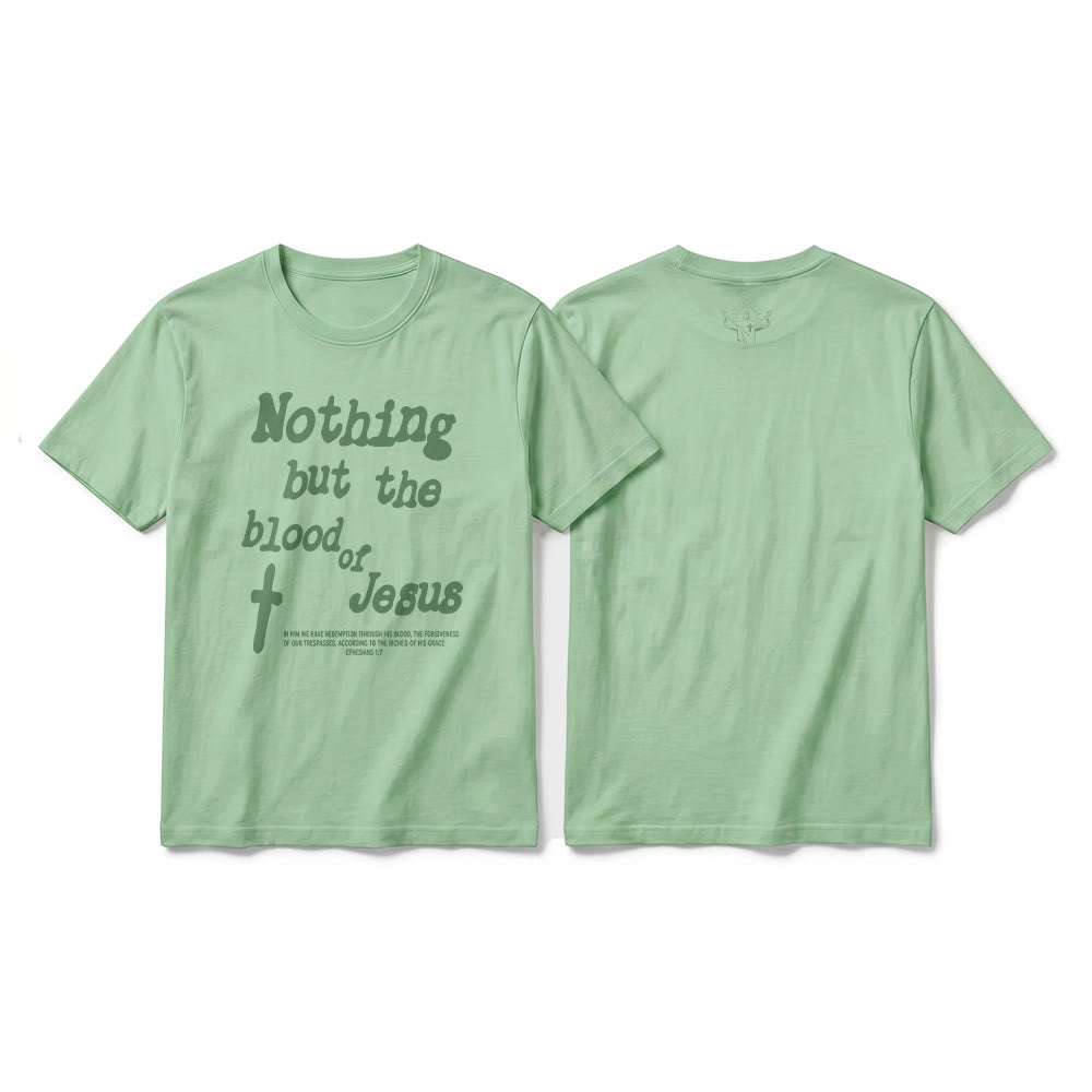 Christianartworkshop T-shirt a maniche corte premium "Nient'altro che il sangue di Gesù" - Verde chiaro - 2XL - image 22