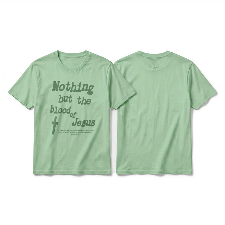 Christianartworkshop T-shirt a maniche corte premium "Nient'altro che il sangue di Gesù" - Verde chiaro - 2XL - image 22