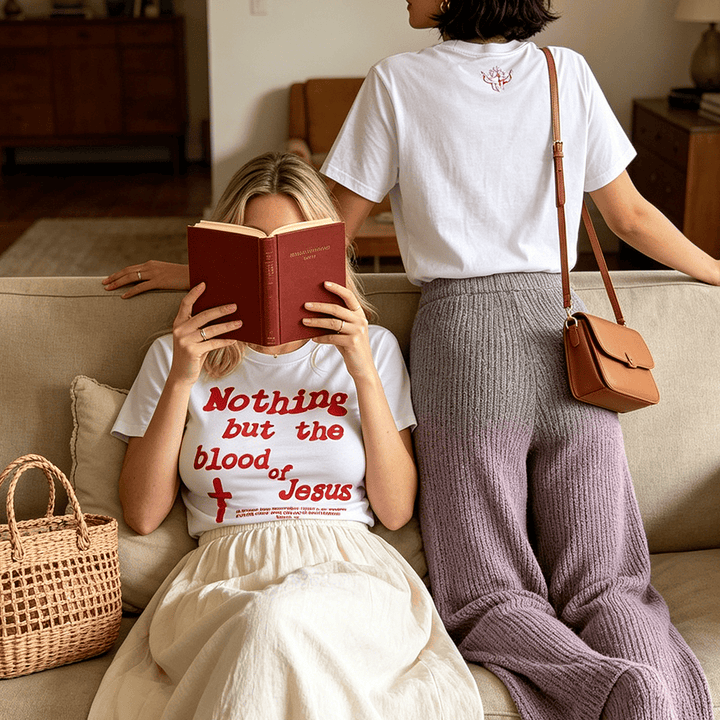 Christianartworkshop T-shirt a maniche corte premium "Nient'altro che il sangue di Gesù" - image 0