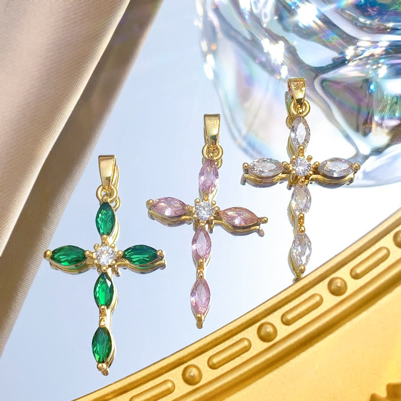 Christianartworkshop Elegante collana con croce a più pietre: simbolo di serena fede e dolce calore spirituale. - image 1