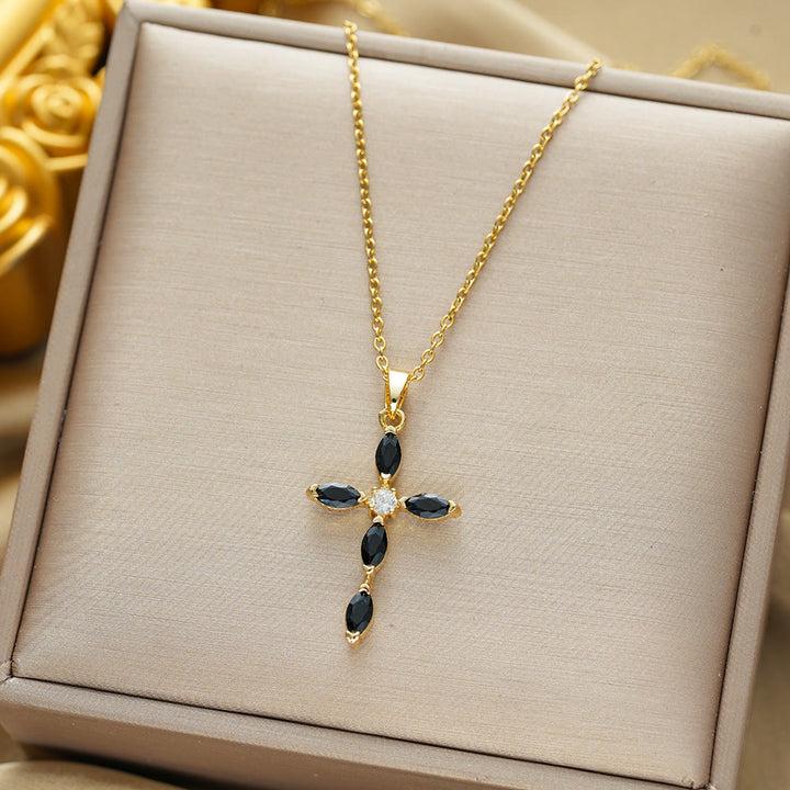 Christianartworkshop Elegante collana con croce a più pietre: simbolo di serena fede e dolce calore spirituale. - Nero - image 8