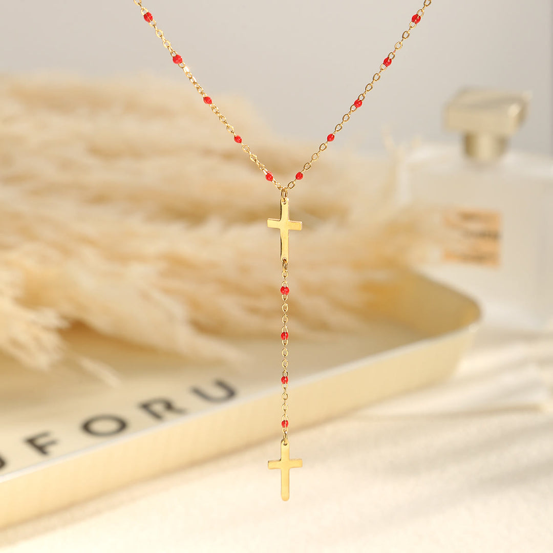 Christianartworkshop Collana a croce a strati: simbolo di grazia incrollabile e benedizione celeste. - Rosso - image 11