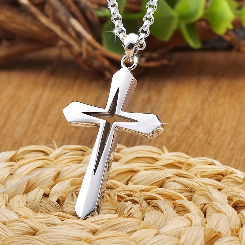 Christianartworkshop Elegante collana con ciondolo a croce sagomata: simbolo di grazia incrollabile e benedizione celeste. - Argento - image 0