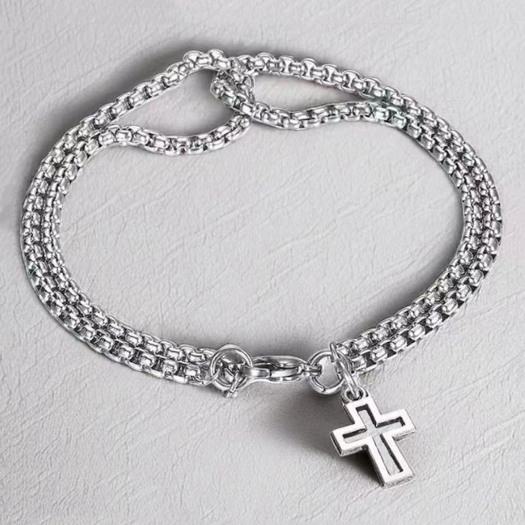Christianartworkshop Bracciale minimalista con ciondolo a croce: un simbolo senza tempo di sacra devozione e speranza eterna. - Attraverso - image 0