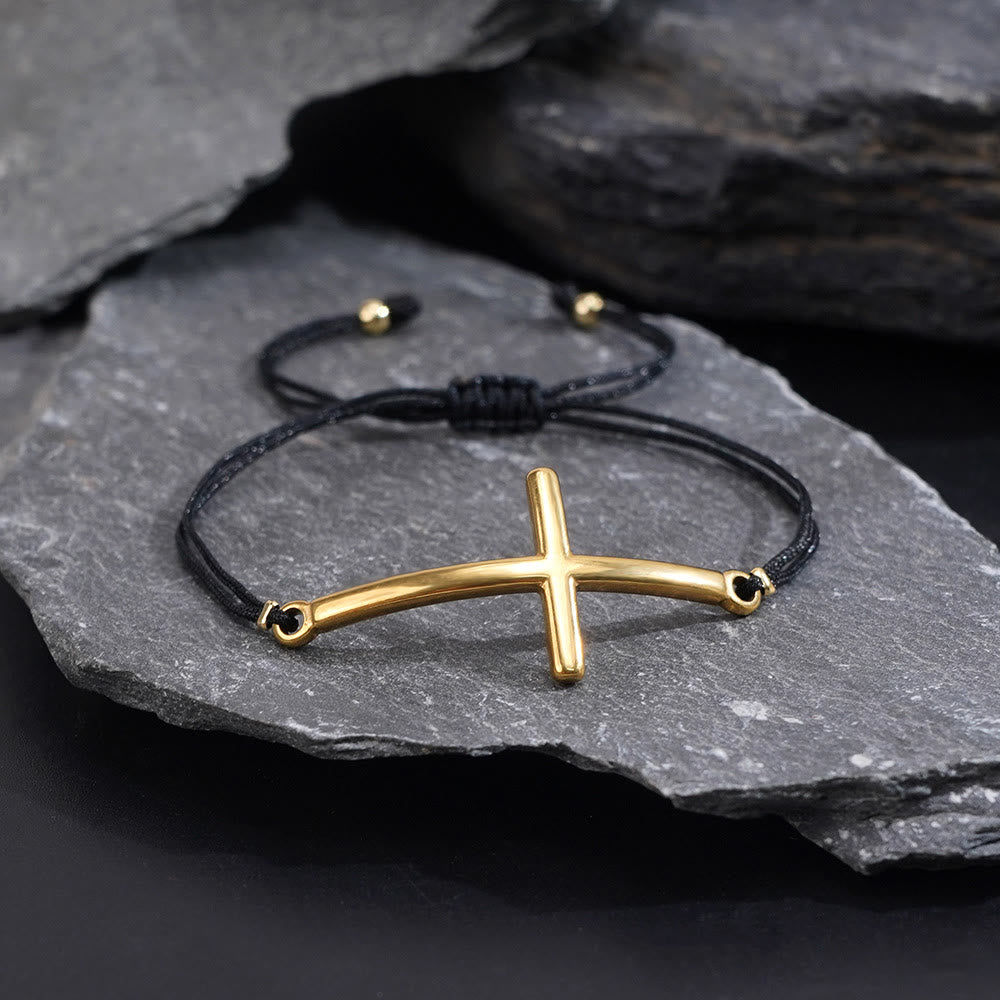 Christianartworkshop Bracciale moderno regolabile con cordino a croce: un promemoria di protezione divina e grazia infinita. - D'oro - image 2