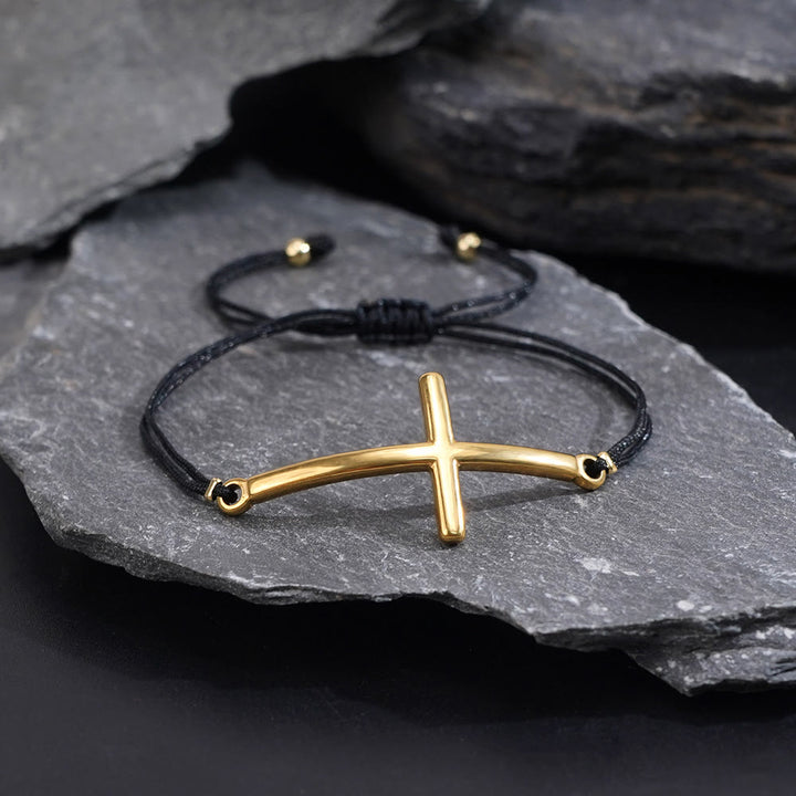 Christianartworkshop Bracciale moderno regolabile con cordino a croce: un promemoria di protezione divina e grazia infinita. - D'oro - image 2