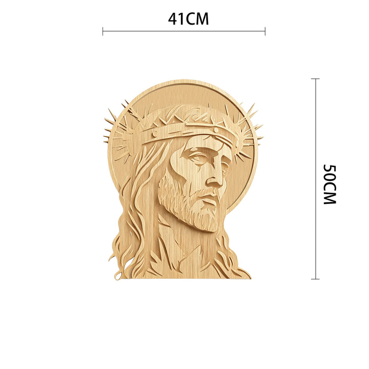 Christianartworkshop - Targa murale in legno con corona di spine e volto sacro: emblema di misericordia e sacrificio - 16,14''*19,69''*0,2''/41*50*0,5 cm - image 6