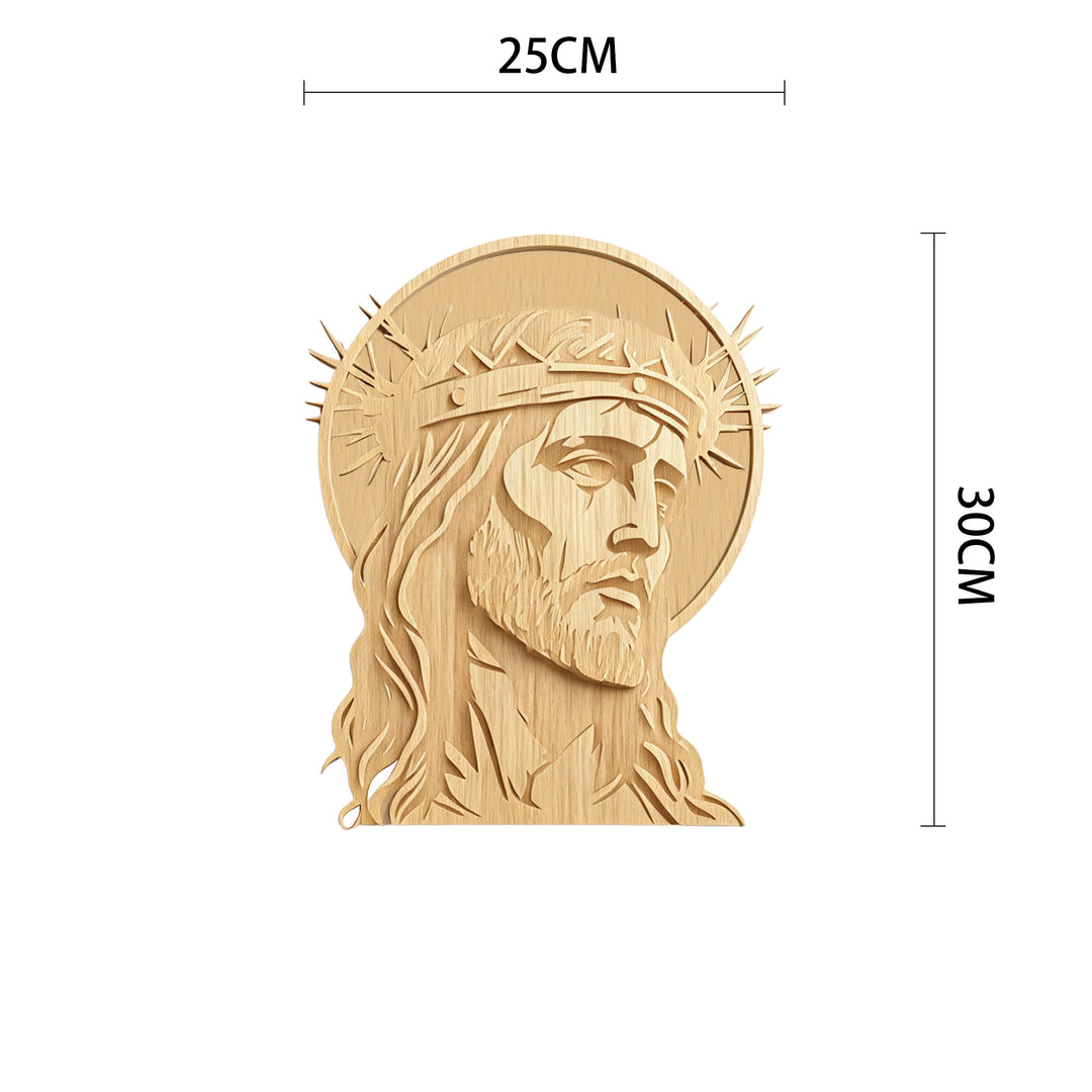 Christianartworkshop Targa murale in legno con corona di spine e volto sacro: emblema di misericordia e sacrificio - 9,84''*11,81''*0,2''/25*30*0,5 cm - image 4