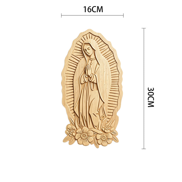Christianartworkshop Targa da parete in legno "Aureola Radiosa" della Madonna di Guadalupe: Emblema di dolce protezione - 6,3''*11,81''*0,2''/16*30*0,5 cm - image 4
