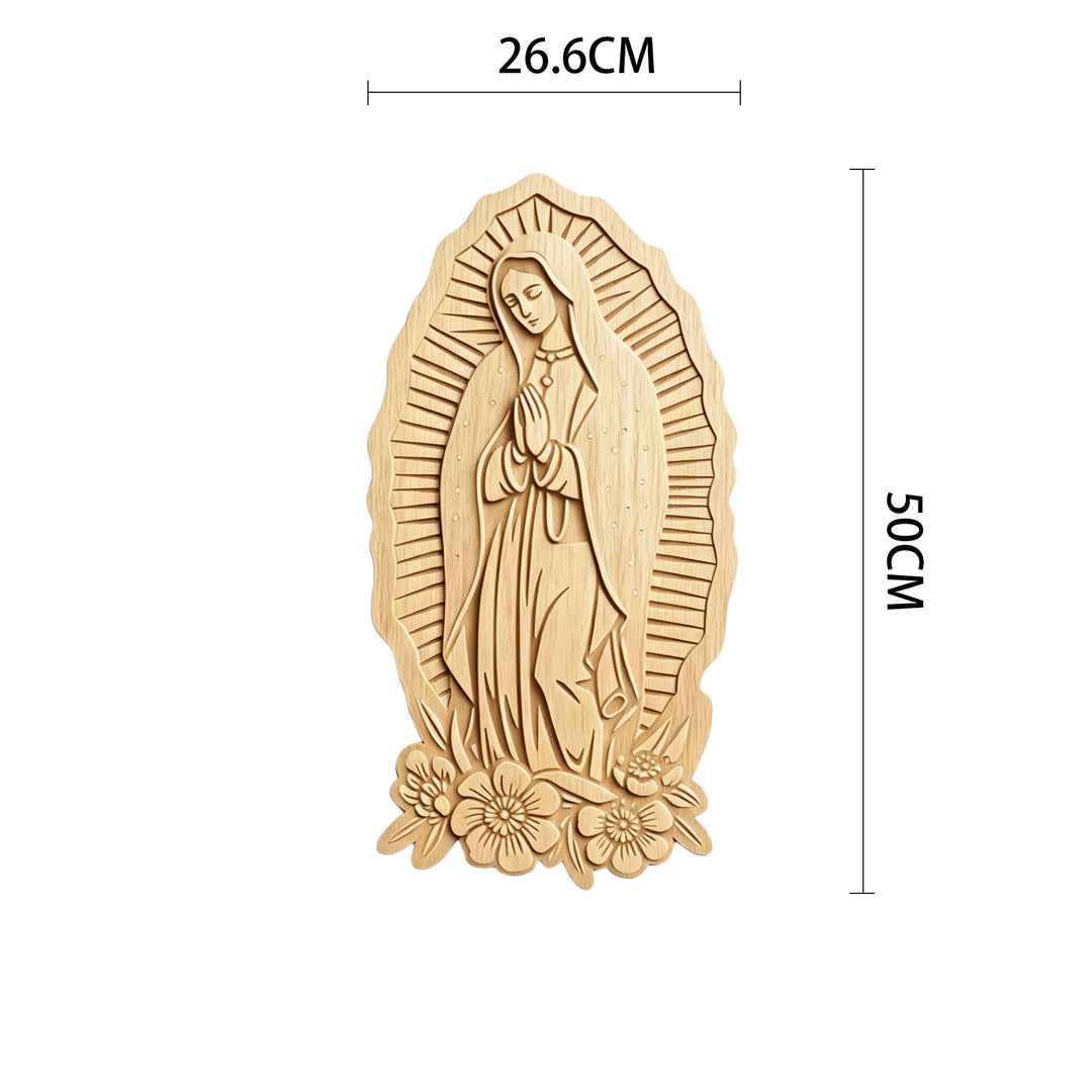 Christianartworkshop Targa da parete in legno "Aureola Radiosa" della Madonna di Guadalupe: Emblema di dolce protezione - 10,47''*19,69''*0,2''/26,6*50*0,5 cm - image 6