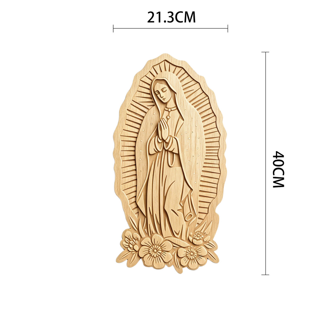 Christianartworkshop Targa da parete in legno "Aureola Radiosa" della Madonna di Guadalupe: Emblema di dolce protezione - 8,39''*15,75''*0,2''/21,3*40*0,5 cm - image 5